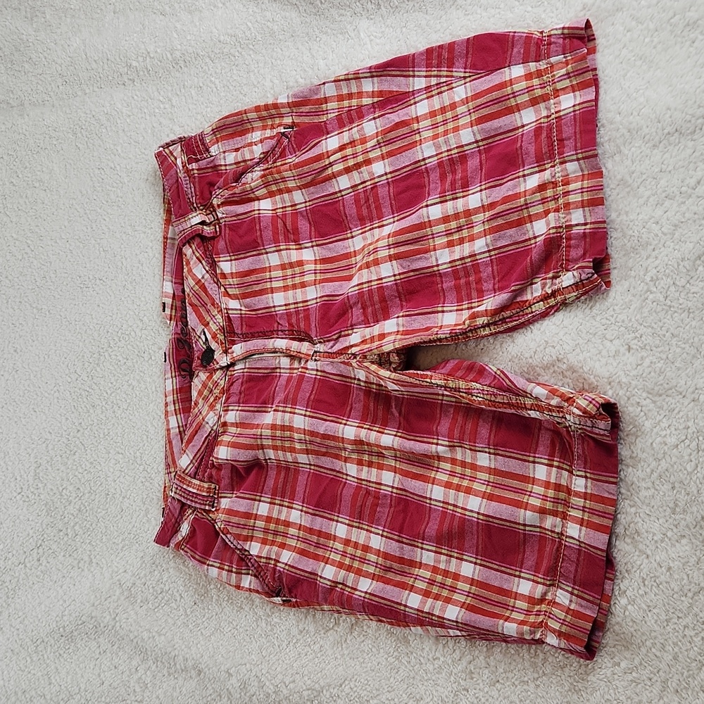 DJEANS vintage low rise plaid bermuda shorts size 14 pink green red white